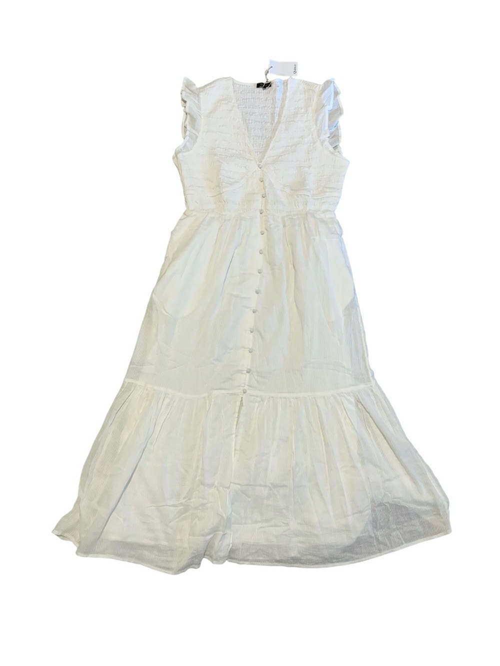 Quince White Midi Sundress with Buttons